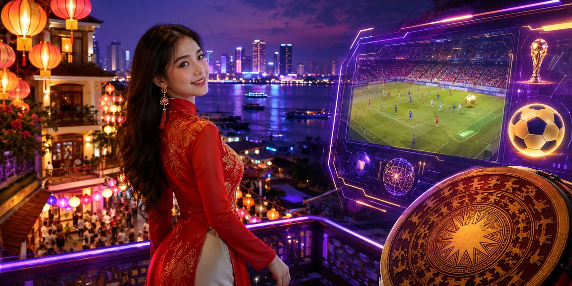 Người dùng Hà Nội trong trang phục áo dài theo dõi eSports và cài đặt ứng dụng cá cược